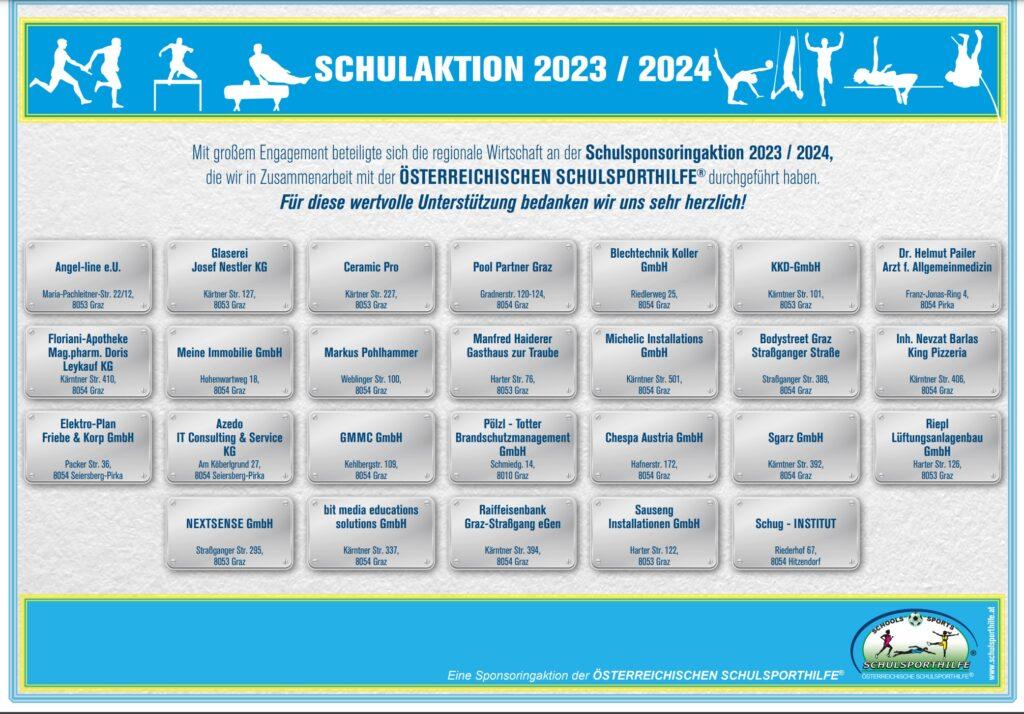 Sponsorenliste Schulaktion 2023/24